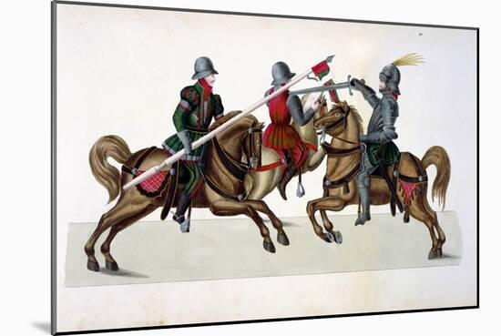 Three Knights at a Tournament, History of the Development and Customs of Chivalry, c.1842-Friedrich Martin Von Reibisch-Mounted Giclee Print