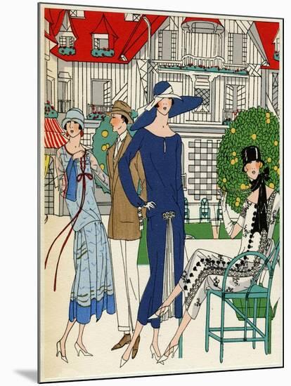 Three Ladies in Outfits by Jeanne Lanvin-null-Mounted Art Print