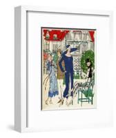 Three Ladies in Outfits by Jeanne Lanvin-null-Framed Art Print