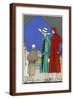 Three Ladies in Outfits by Molyneux and Martial Et Armand-null-Framed Art Print