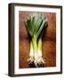 Three Leeks on Wooden Background-null-Framed Photographic Print