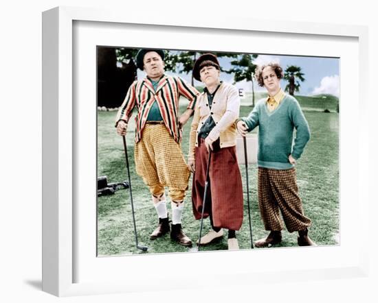 THREE LITTLE BEERS, from left: Curly Howard, Moe Howard, Larry Fine [the Three Stooges], 1935-null-Framed Photo