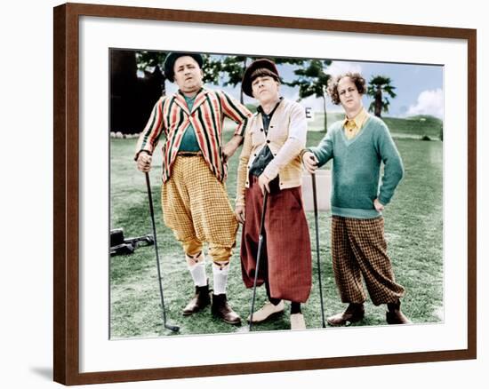 THREE LITTLE BEERS, from left: Curly Howard, Moe Howard, Larry Fine [the Three Stooges], 1935-null-Framed Photo