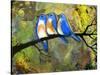 Three Little Bluebirds-Blenda Tyvoll-Stretched Canvas