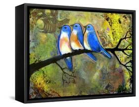 Three Little Bluebirds-Blenda Tyvoll-Framed Stretched Canvas