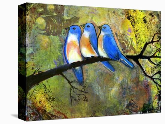 Three Little Bluebirds-Blenda Tyvoll-Stretched Canvas