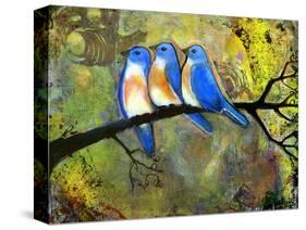 Three Little Bluebirds-Blenda Tyvoll-Stretched Canvas