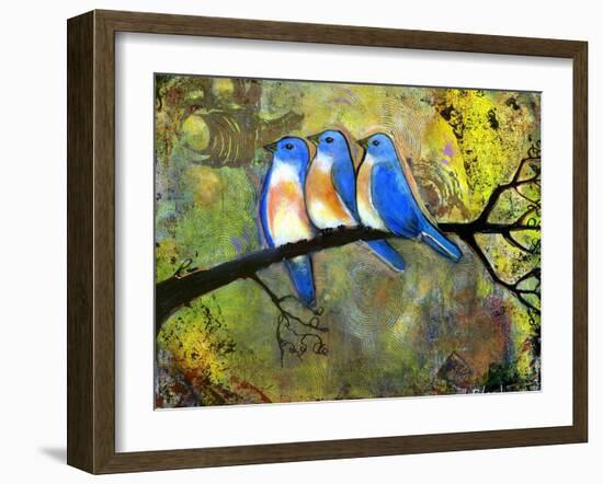 Three Little Bluebirds-Blenda Tyvoll-Framed Giclee Print