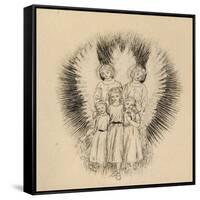 Three Little Children on the Wide Wide Earth (Pen and Black Ink on Off-White Paper)-Arthur Hughes-Framed Stretched Canvas