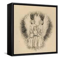 Three Little Children on the Wide Wide Earth (Pen and Black Ink on Off-White Paper)-Arthur Hughes-Framed Stretched Canvas