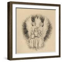 Three Little Children on the Wide Wide Earth (Pen and Black Ink on Off-White Paper)-Arthur Hughes-Framed Giclee Print