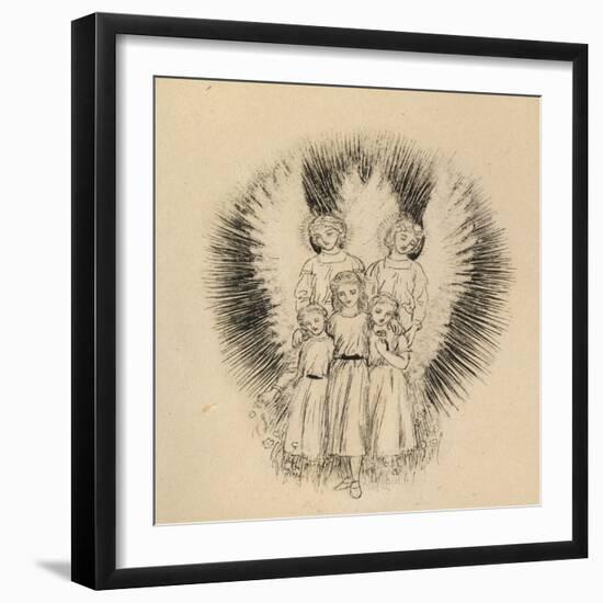 Three Little Children on the Wide Wide Earth (Pen and Black Ink on Off-White Paper)-Arthur Hughes-Framed Giclee Print