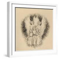 Three Little Children on the Wide Wide Earth (Pen and Black Ink on Off-White Paper)-Arthur Hughes-Framed Giclee Print