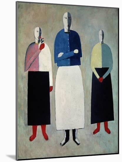 Three Little Girls. 1928-32-Kasimir Malewitsch-Mounted Giclee Print