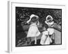 Three Little Girls in White Dresses with Matching Hats-null-Framed Art Print