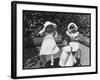 Three Little Girls in White Dresses with Matching Hats-null-Framed Art Print