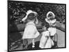 Three Little Girls in White Dresses with Matching Hats-null-Mounted Art Print