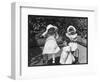 Three Little Girls in White Dresses with Matching Hats-null-Framed Art Print