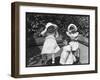 Three Little Girls in White Dresses with Matching Hats-null-Framed Art Print