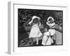 Three Little Girls in White Dresses with Matching Hats-null-Framed Art Print