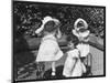 Three Little Girls in White Dresses with Matching Hats-null-Mounted Art Print