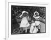 Three Little Girls in White Dresses with Matching Hats-null-Framed Art Print