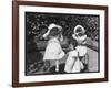 Three Little Girls in White Dresses with Matching Hats-null-Framed Art Print