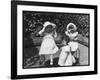 Three Little Girls in White Dresses with Matching Hats-null-Framed Art Print