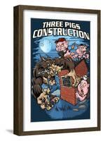 Three Little Pigs Construction-FlyLand Designs-Framed Giclee Print