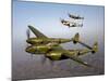 Three Lockheed P-38 Lightnings in Flight-Stocktrek Images-Mounted Photographic Print