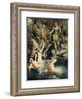 Three maidens swam close to the shore, from 'The Stories of Wagner's Operas' by J. Walker McSpadden-Ferdinand Leeke-Framed Giclee Print