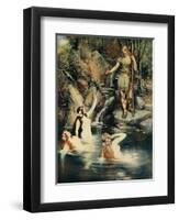 Three maidens swam close to the shore, from 'The Stories of Wagner's Operas' by J. Walker McSpadden-Ferdinand Leeke-Framed Giclee Print