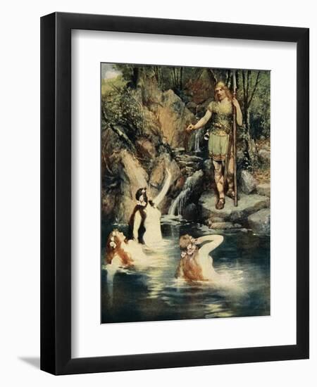 Three maidens swam close to the shore, from 'The Stories of Wagner's Operas' by J. Walker McSpadden-Ferdinand Leeke-Framed Giclee Print