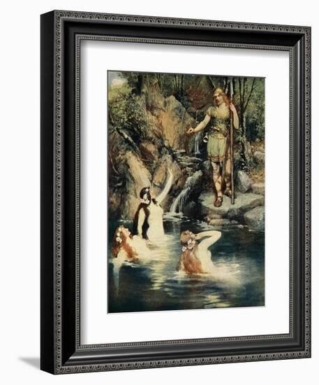 Three maidens swam close to the shore, from 'The Stories of Wagner's Operas' by J. Walker McSpadden-Ferdinand Leeke-Framed Giclee Print