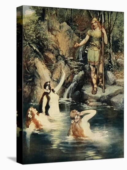 Three maidens swam close to the shore, from 'The Stories of Wagner's Operas' by J. Walker McSpadden-Ferdinand Leeke-Stretched Canvas