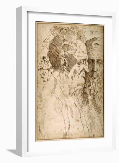 Three Male Heads Juxtaposed-Baccio Bandinelli-Framed Giclee Print