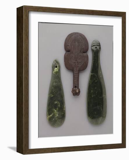 Three Maori Hand Clubs Including Two Made from Nephrite-null-Framed Giclee Print