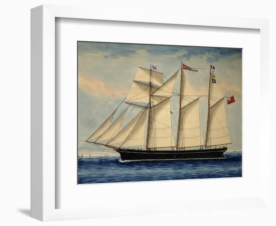 Three-Masted Barquentine Willie Glen, 1880, Watercolour by Anthony Luzzo, 19th Century-null-Framed Giclee Print