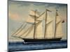 Three-Masted Barquentine Willie Glen, 1880, Watercolour by Anthony Luzzo, 19th Century-null-Mounted Giclee Print