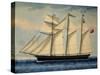 Three-Masted Barquentine Willie Glen, 1880, Watercolour by Anthony Luzzo, 19th Century-null-Stretched Canvas