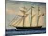 Three-Masted Barquentine Willie Glen, 1880, Watercolour by Anthony Luzzo, 19th Century-null-Mounted Giclee Print