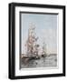 Three-Masted Boats at the Quay in Deauville Harbour, C.1888-89-Eugène Boudin-Framed Giclee Print