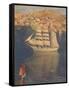 Three-Masted Sailing Ship in Harbor-null-Framed Stretched Canvas