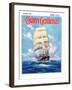 "Three Masted Schooner," Country Gentleman Cover, March 1, 1932-Anton Otto Fischer-Framed Giclee Print