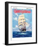 "Three Masted Schooner," Country Gentleman Cover, March 1, 1932-Anton Otto Fischer-Framed Giclee Print