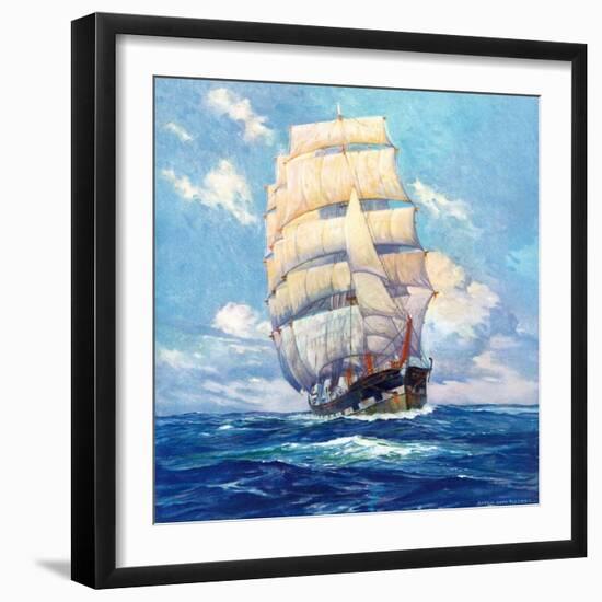 "Three Masted Schooner,"March 1, 1932-Anton Otto Fischer-Framed Giclee Print