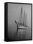 Three-Masted Schooner, Sails Furled, on the Water with a Dinghy in Tow-Bernard Hoffman-Framed Stretched Canvas