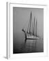 Three-Masted Schooner, Sails Furled, on the Water with a Dinghy in Tow-Bernard Hoffman-Framed Photographic Print