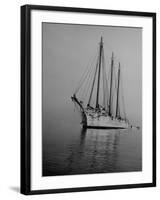 Three-Masted Schooner, Sails Furled, on the Water with a Dinghy in Tow-Bernard Hoffman-Framed Photographic Print