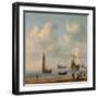 Three-Masted Ships Masts and Fishing Boats in a Calm. Ca. 1655 - 65-Willem van de Velde-Framed Giclee Print